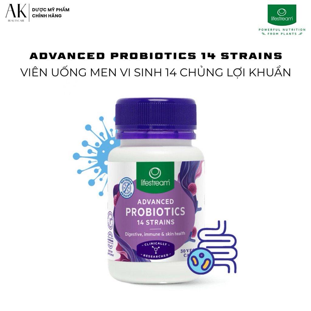 LIFESTREAM ADVANCED PROBIOTICS 14 STRAINS | Viên Uống Men Vi Sinh 14 Chủng Lợi Khuẩn