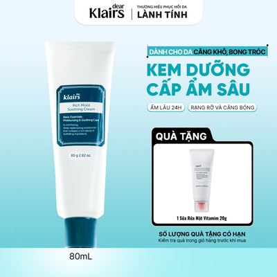 [ĐQ] Kem dưỡng Dear, Klairs Rich Moist Soothing Cream hỗ trợ cấp ẩm và làm dịu 80g