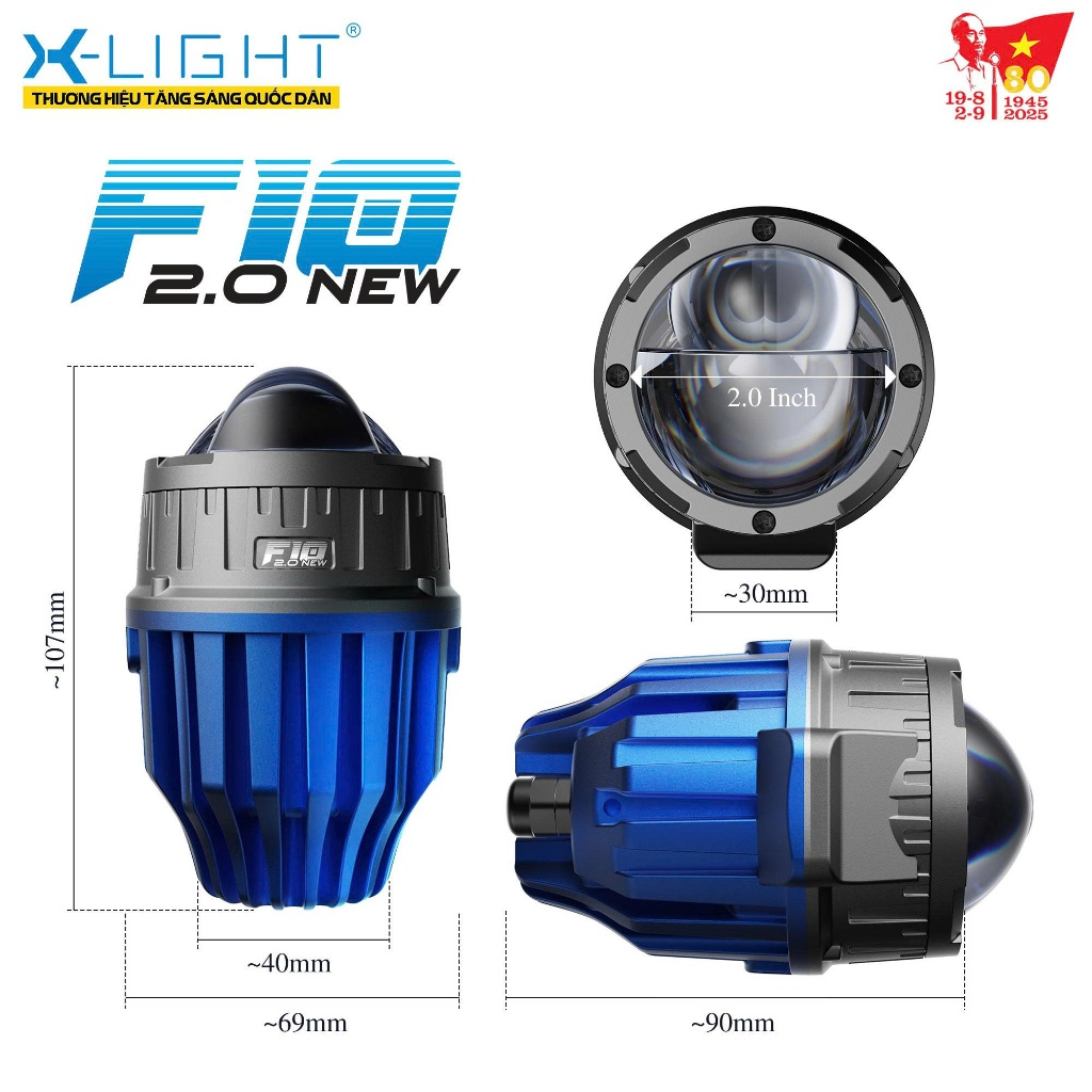 Đèn Bi Gầm X-LIGHT F10 2.0 NEW 60W Chính Hãng Siêu Sáng Cos Mạnh Bi LED Nâng Cấp Đèn Xe Hơi BH 2 Năm