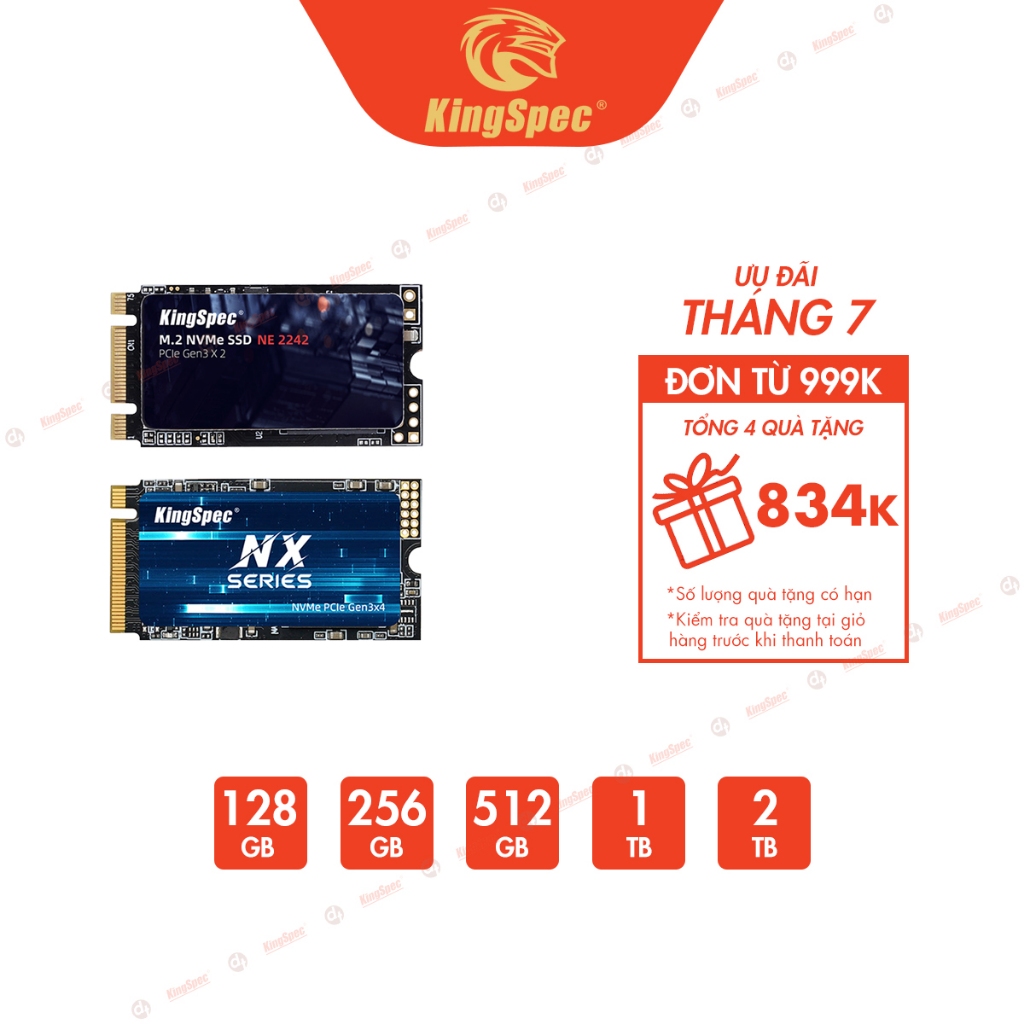 Ổ cứng SSD KingSpec M2 2242 NVMe Gen3x4 / Gen3x2 PCIe 3.0 Gen3 [ NE NXM - Series 2242 ] - Hàng Chính