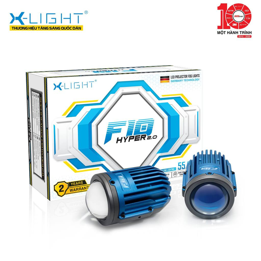 F10 Hyper 2.0, Đèn Bi Gầm X-LIGHT F10 Hyper 2.0 Inch Xe Ô Tô Công Suất 50W Thế Hệ Mới Bảo Hành 2 Năm