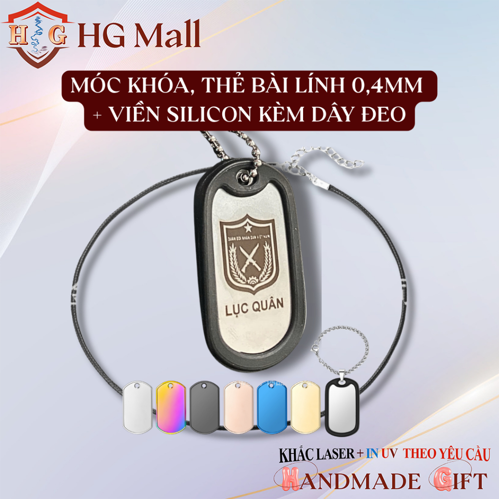 Dogtag Military Khắc Theo Yêu Cầu, Dogtag Vòng Cổ Khắc Laser HG Mall, Móc Khóa, Thẻ Bài Quân Nhân Kh