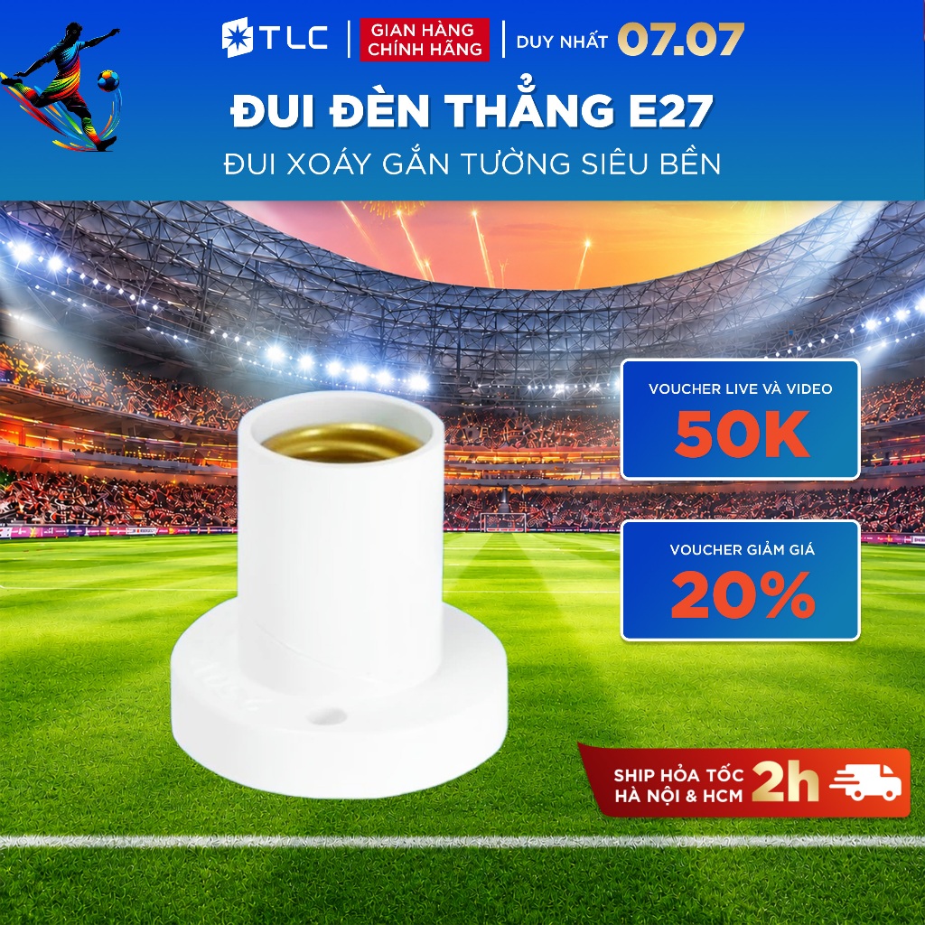 Đui Đèn Thẳng Gắn Tường TLC Lighting E27 Chịu Tải 100W Cực Đồng Đúc Dẫn Điện Tốt Đui Xoáy Siêu Bền