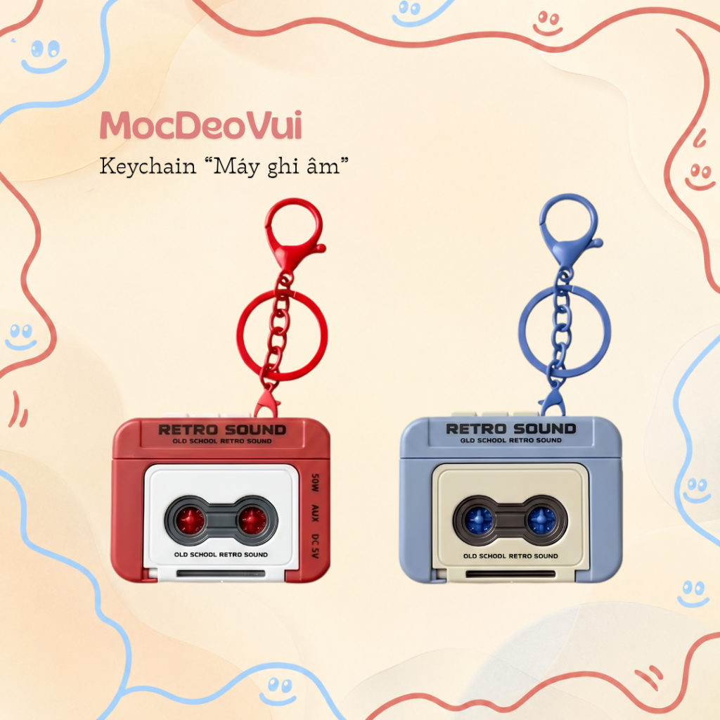 Máy ghi âm mini móc khóa nhỏ retro máy nghe nhạc đài phát thanh đồ chơi con…