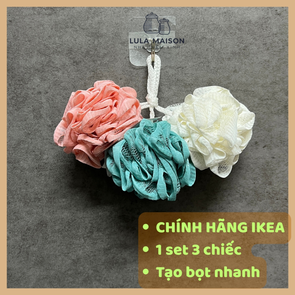 [CHÍNH HÃNG IKEA] Set 3 bông tắm tạo bọt nhanh,tẩy da chết  IKEA ABYAN