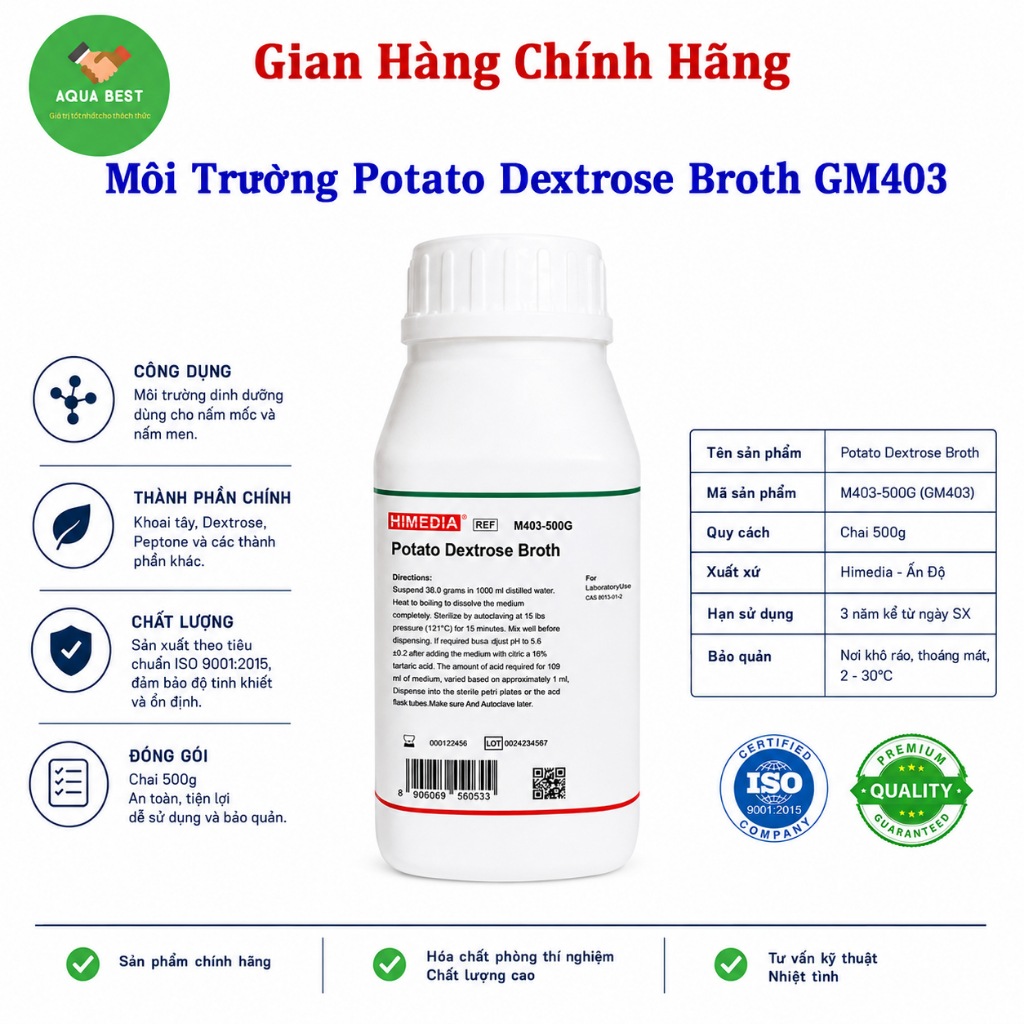 [Chính Hãng] Môi trường Potato Dextrose Broth GM403, 500gram Himedia Ấn Độ