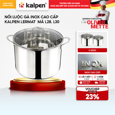 Nồi luộc gà Inox đáy 5 lớp KALPEN LERMAT L28-L30 size 28-30cm hàng chính hãng