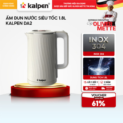 Ấm đun siêu tốc hai lớp Inox 304 KALPEN DA2 1.8L hàng chính hãng