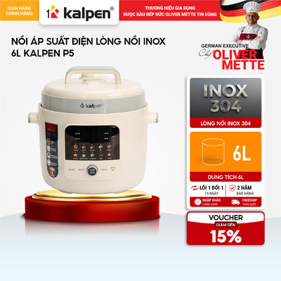 Nồi áp suất điện lòng nồi Inox 304 KALPEN P5 6L hàng chính hãng