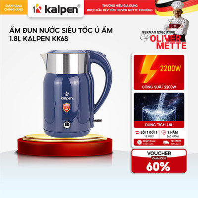 Ấm đun siêu tốc hai lớp Inox 304 KALPEN KK68 1.8L có ủ ấm hàng chính hãng