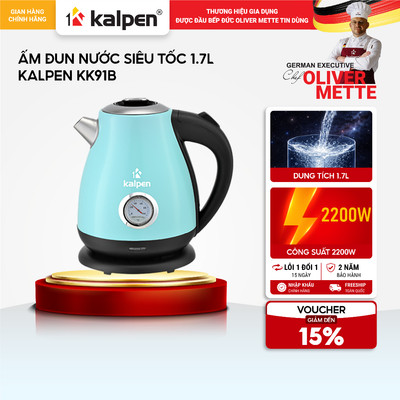 Ấm đun siêu tốc Inox 304 KALPEN KK91 1.7L có đồng hồ nhiệt độ hàng chính hãng