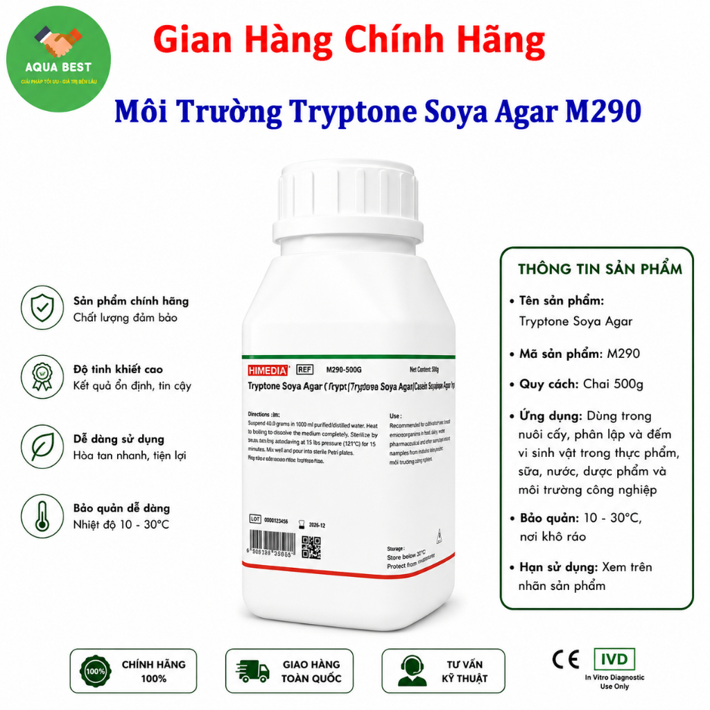 [Chính Hãng] Môi trường Tryptone Soya Agar M290 500gram - Himedia Ấn Độ