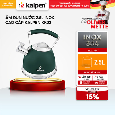 Ấm đun nước Inox 5 lớp đáy KALPEN KK02 2.5L hàng chính hãng