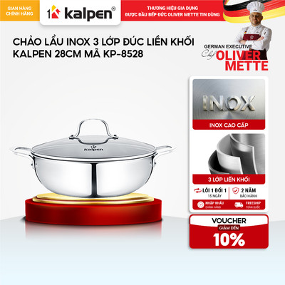 Nồi lẩu Inox 304 liền khối KALPEN KP-8528 28cm hàng chính hãng