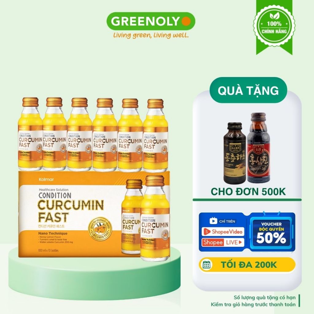 Hộp 10 chai nước tinh nghệ Nano Curcumin Condition Curcumin Fast hỗ trợ bảo vệ và tăng cường chức nă