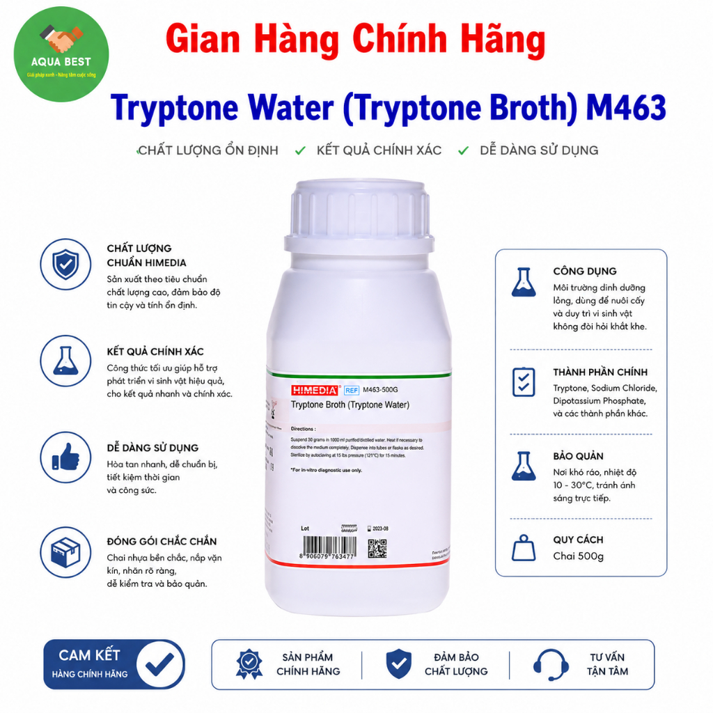 [Chính Hãng] Môi trường Tryptone Water (Tryptone Broth) M463 500gram - Himedia Ấn Độ