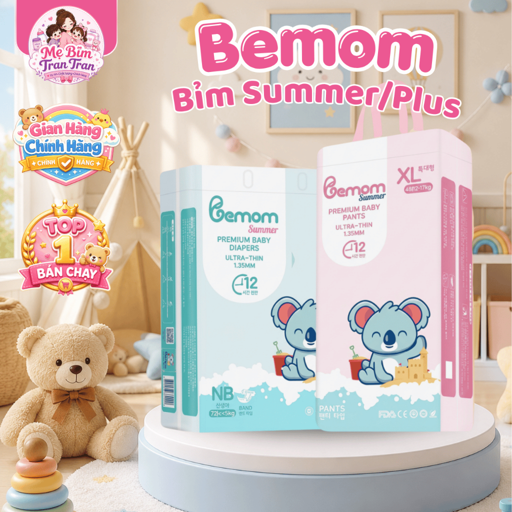 TÃ/BỈM Bemom Summer/Bemom Plus nội địa Hàn dán/quần đủ size S / M/ L/ XL/ XXL/ XXXL Hàng Chính Hãng 