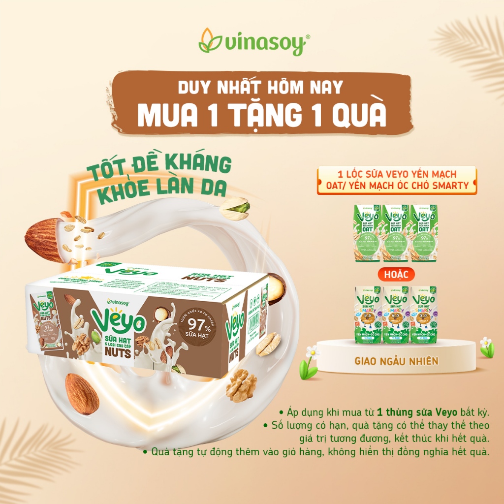 Thùng Sữa hạt 5 loại cao cấp Veyo Nuts (30 Hộp x 180ml)
