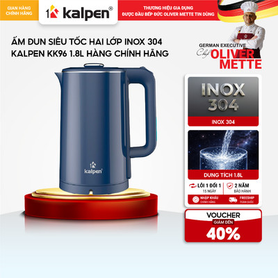 Ấm đun siêu tốc hai lớp Inox 304 KALPEN KK96 1.8L hàng chính hãng