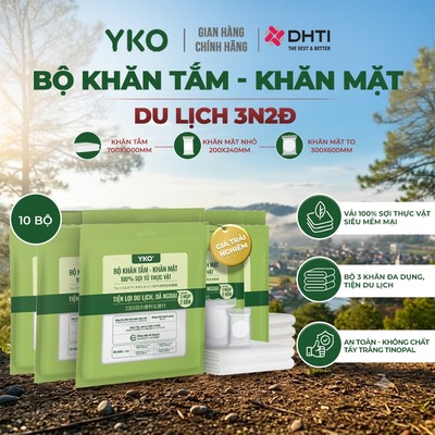 [COMBO 10] khăn du lịch Yko chất liệu từ sợi tự nhiên, dùng 1 lần phù hợp đi công tác, gia đình du lịch