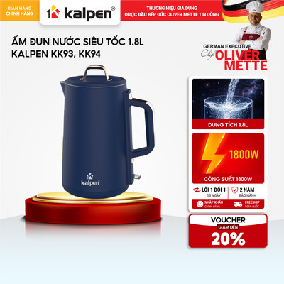 Ấm đun siêu tốc hai lớp Inox 304 KALPEN KK93 1.8L hàng chính hãng