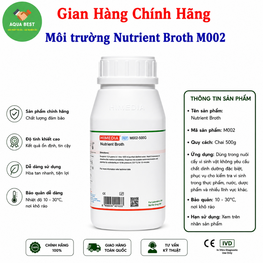 [Chính Hãng] Môi trường Nutrient Broth M002, 500gram Himedia Ấn Độ