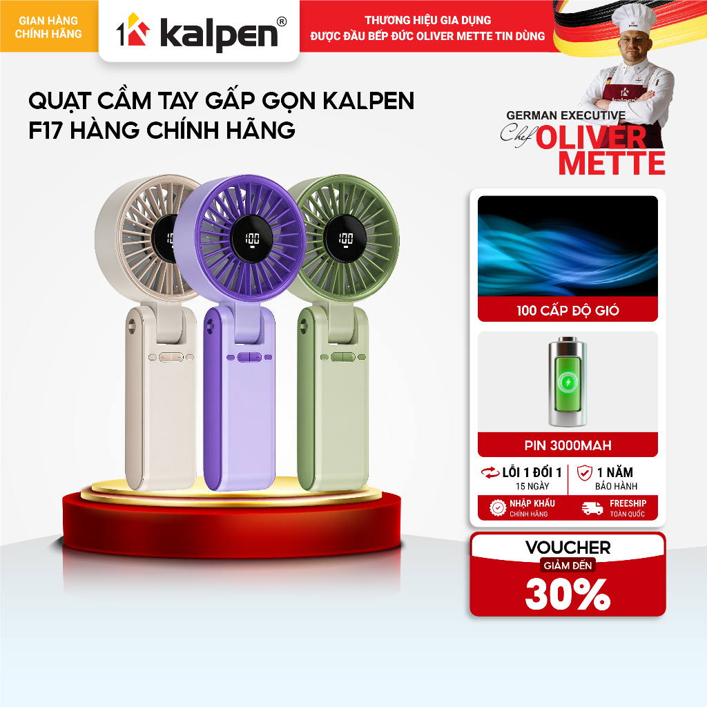 Quạt cầm tay gấp gọn KALPEN F17 hàng chính hãng
