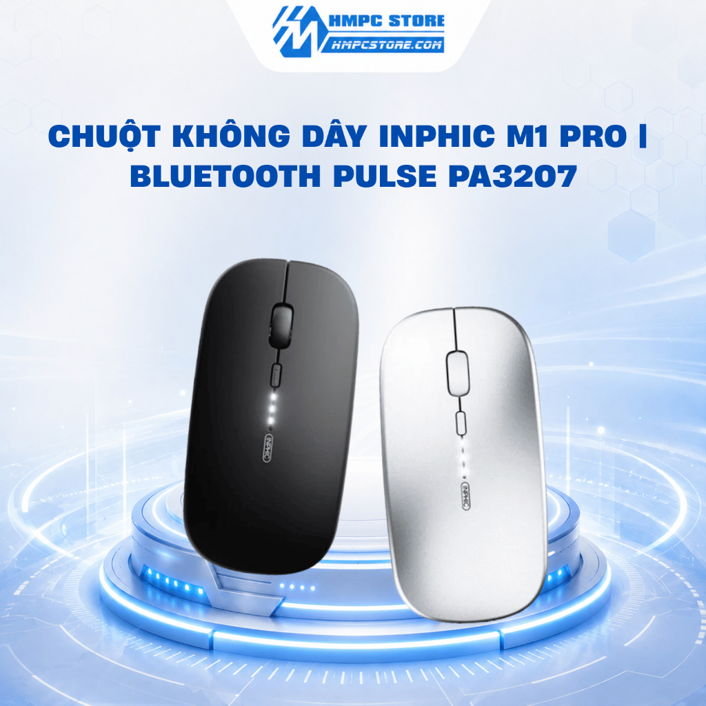 Chuột không dây INPHIC M1 PRO | Bluetooth Pulse PA3207, Bảo hành 12 tháng