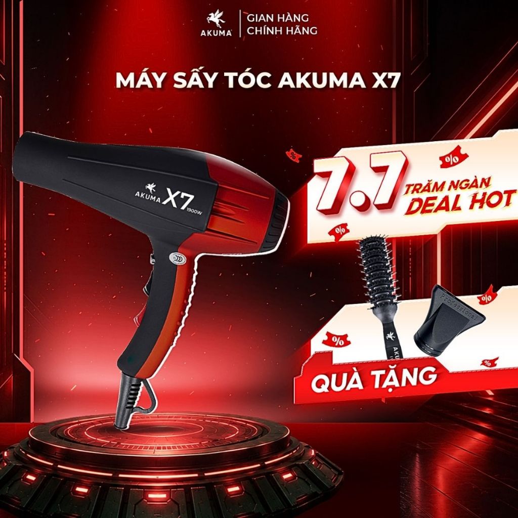 Máy sấy tóc cao cấp AKUMA X7 - Công suất lớn, gió mạnh, 2 chiều nóng lạnh, lõi đồng bền bỉ