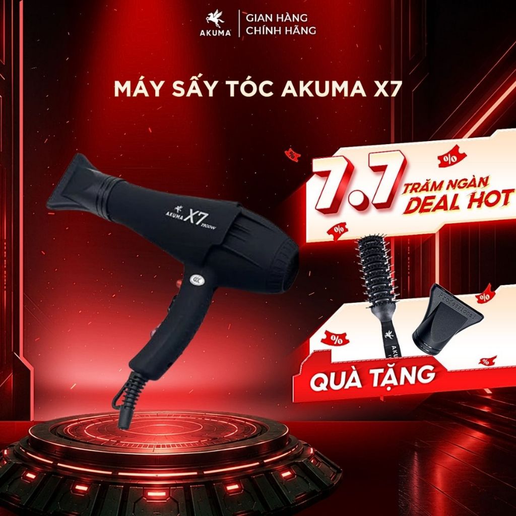 Máy sấy tóc cao cấp AKUMA X7 - Công suất lớn, gió mạnh, 2 chiều nóng lạnh, lõi đồng bền bỉ