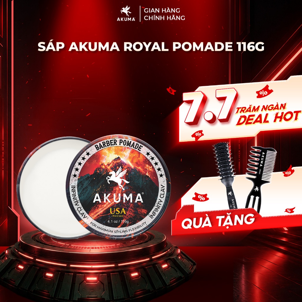 Sáp Vuốt Tóc AKUMA INFINITY CLAY Hàng Chính Hãng, Độ Bóng Mờ Tự Nhiên Akuma
