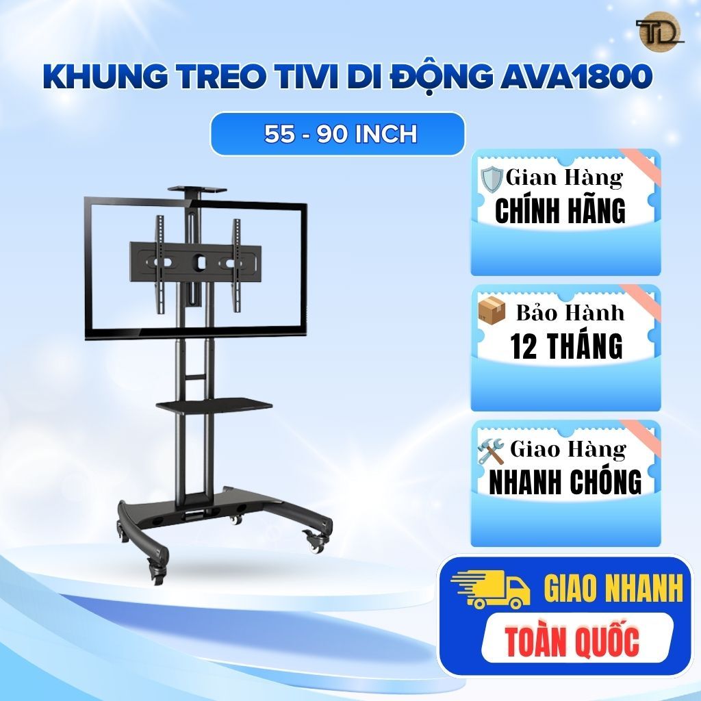 Kệ Tivi Di Động NB AVA1800 Giá Treo Tivi Có Bánh Xe 55-90 Inch VESA 800x500 Chịu Tải 90.9Kg