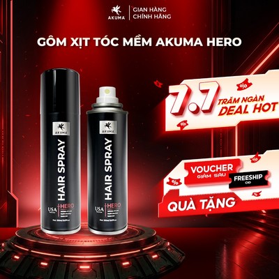 [MỚI RA MẮT] Gôm xịt tóc mềm AKUMA HERO 150ml tạo độ phồng tự nhiên, giữ nếp tạo kiểu, không gây bết và nặng tóc