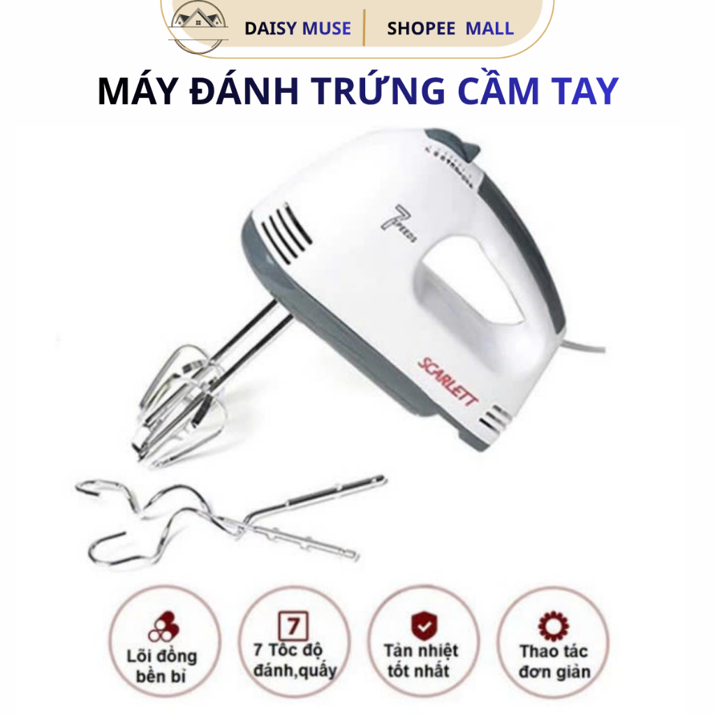 Máy Đánh Trứng Cầm Tay 7 Tốc Độ Đa Năng Công Suất 180W Tiện Lợi Cho Việc Làm Bánh Gia Đình YATASMART
