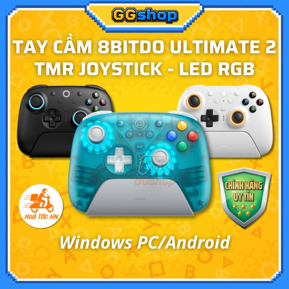 Tay Cầm 8BitDo Ultimate 2 Wireless TMR 2.4G/Bluetooth Cho PC/Android Kèm Dock Sạc