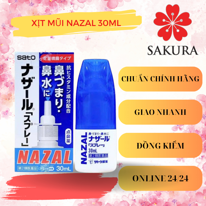 Xịt Mũi Ngạt Mũi Nazal Sato 30ml Nhật Bản CHÍNH HÃNG