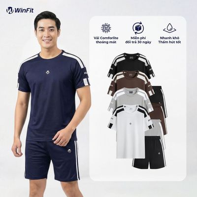 Đồ Bộ Nam Mùa Hè Cộc Tay WINFIT MotionLine - Bộ Quần Áo Thể Thao Nam Form Regular Thoáng Khí Siêu Mát WBN002