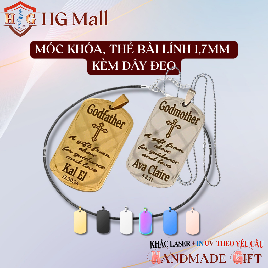 Dogtag Military Khắc Theo Yêu Cầu, Dogtag Vòng Cổ Khắc Laser HG Mall, Móc Khóa, Thẻ Bài Quân Nhân Kh