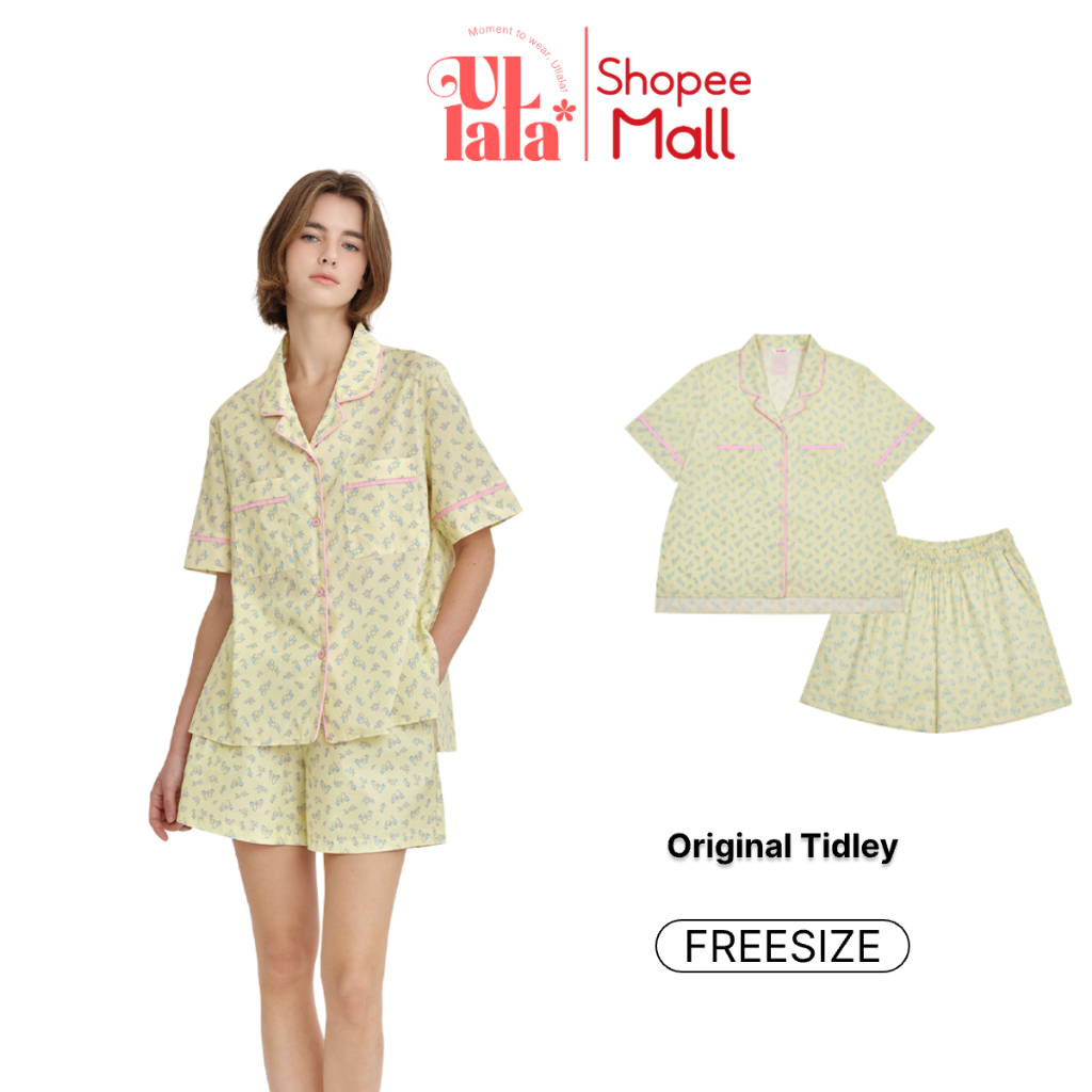 Ullala Pajamas Tidley Bộ ngủ mặc nhà nữ ngắn tay Freesize