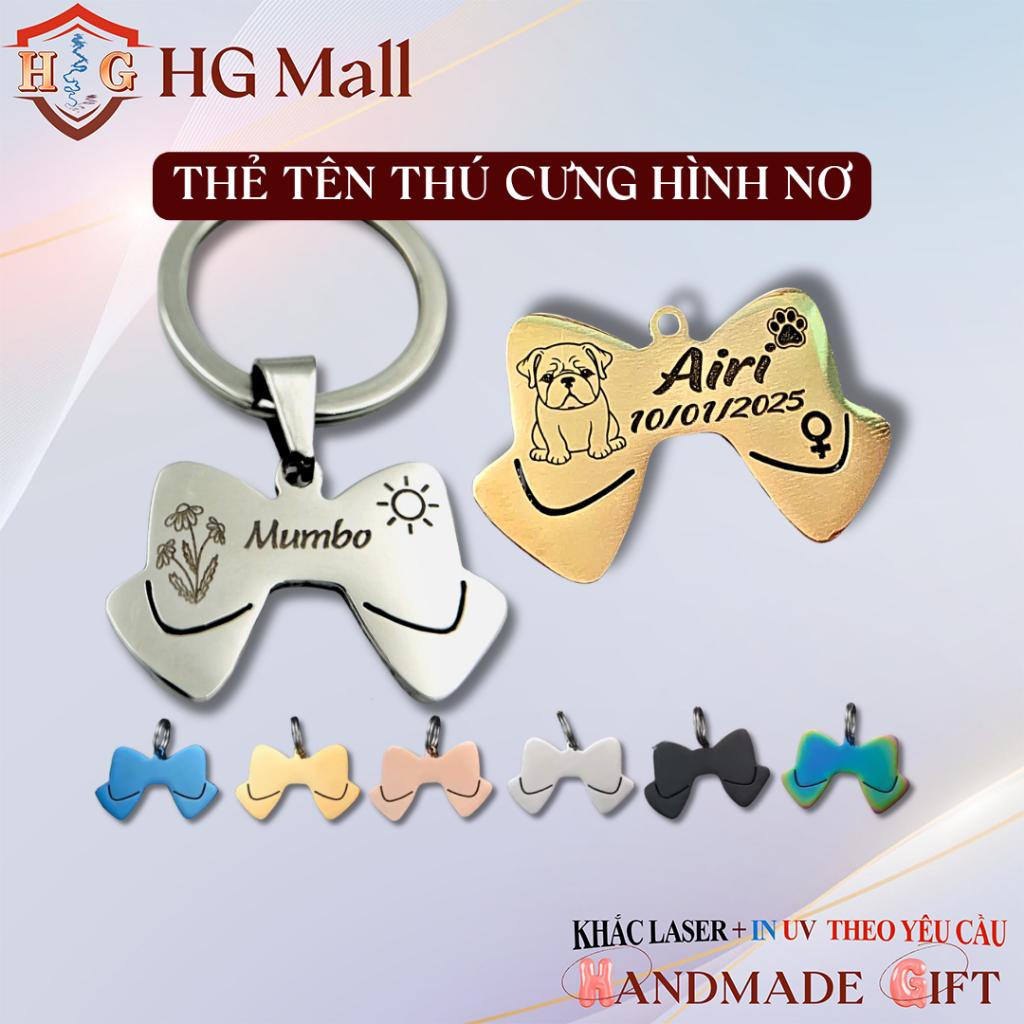 Thẻ Tên Cho Chó Mèo, Bảng Tên Cho Chó Mèo,Thẻ Tên Thú Cưng, Dogtag Khắc Theo Yêu Cầu HG Mall. Bảng T