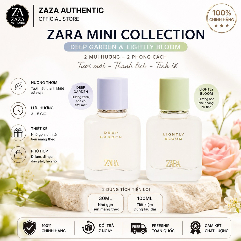 NƯỚC HOA NỮ ZARA - DEEP GARDEN & LIGHTLY BLOOM 30ml