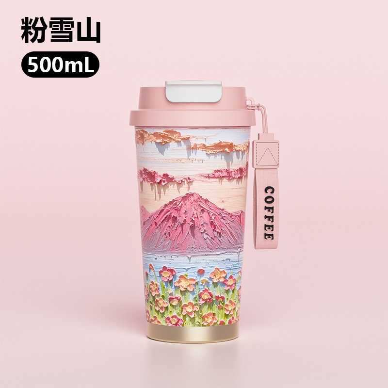Ly Giữ Nhiệt Circle of Scholars 500ml Inox 316 Có Ống Hút Và Dây Đeo Giữ Nhiệt 6–12 Giờ