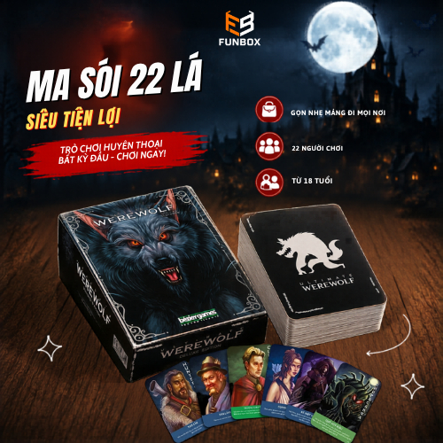 Bộ Bài Ma Sói Việt Hóa tiện lợi 27 lá - Board Game Suy Luận 5-64 Người Chơi | FUNBOX