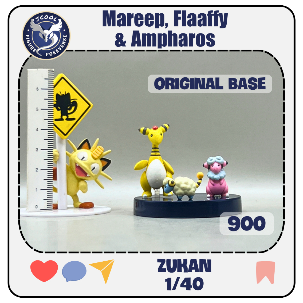Mareep, Flaaffy & Ampharos (Original base) - Gen 2 vùng Johto - Mô hình Pokemon TOMY - YUJIN dòng ZU