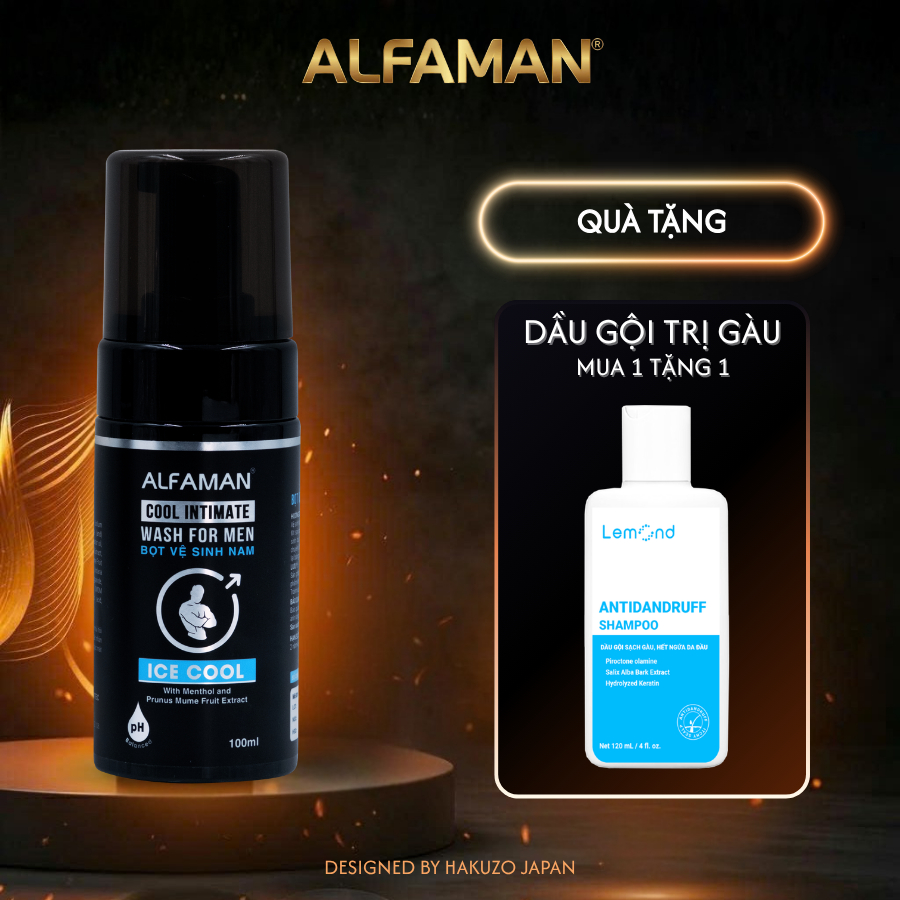 Bọt Vệ Sinh Nam Alfaman Ice Cool Itimate Wash For Men 100ml Hương Bạc Hà Sảng Khoái Làm Sạch Sâu Lưu
