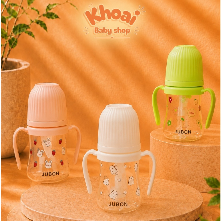 Bình sữa Jubon kèm ống tập hút, vừa là bình sữa vừa làm bình tập hút cho bé.