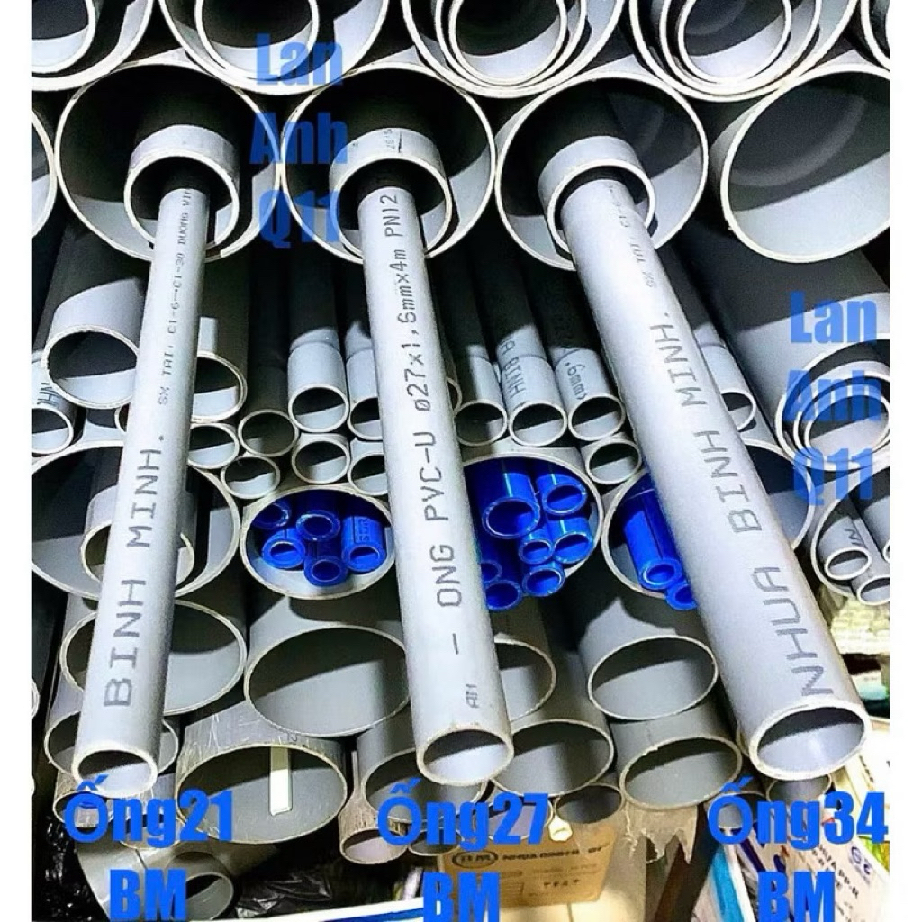 Ống Nước Lạnh Size 21-27-34 U-Pvc NHỰA BÌNH MINH Dài 60cm-70cm-80cm-90cm-1mét-1,2mét