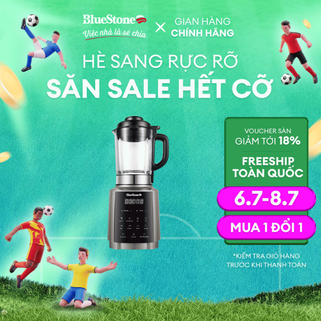 Máy Xay Nấu Đa Năng BlueStone BLB-6038 1.75L 800W Chính Hãng | 10 Chương Trình Xay Nấu , dễ vệ sinh 