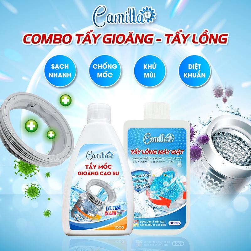 Combo Tẩy Lồng Máy Giặt & Tẩy Mốc Gioăng Cao Su Máy Giặt Cao Cấp CAMILLA | 300Gr & 100Gr