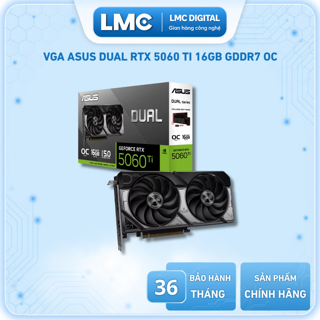 VGA Asus Dual GeForce RTX 5060 Ti 16GB GDDR7 OC Edition